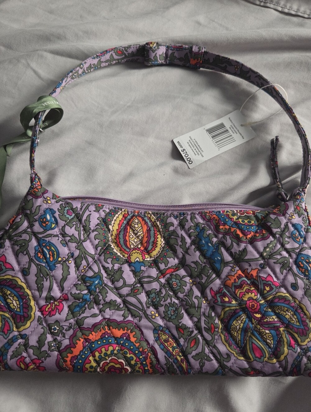 Quilted Purple Paisley Shoulder Bag